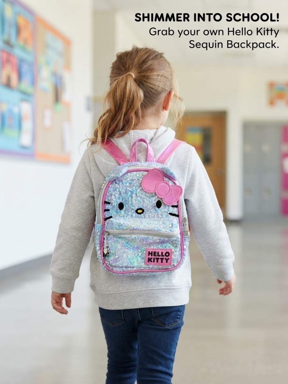 Hello Kitty Iridescent Sequin Mini Backpack with Pink Trim